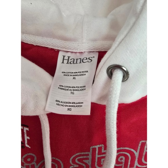 Ohio State Buckeyes Womens Raglan Hoodie Sweatshirt Red White Hanes XL - Picture 3 of 5